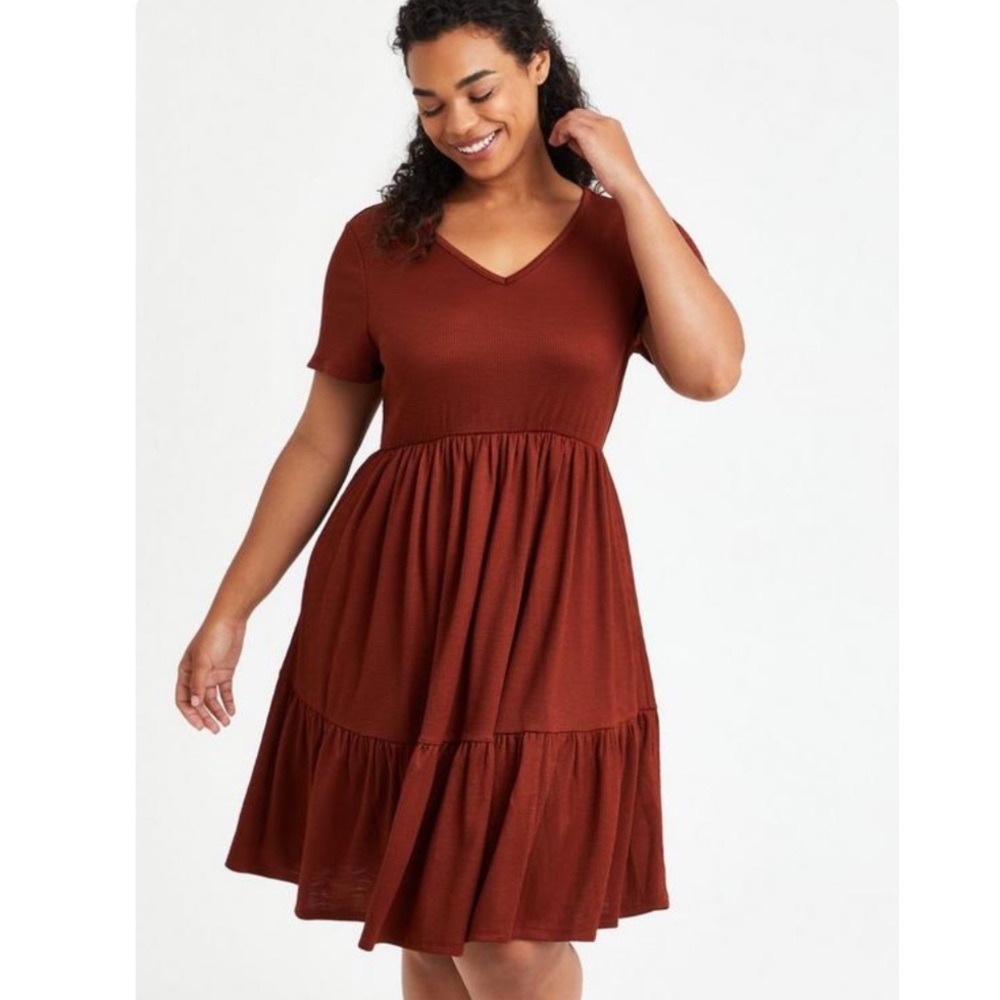 Torrid Mini Rib Knit Babydoll Skater Dress